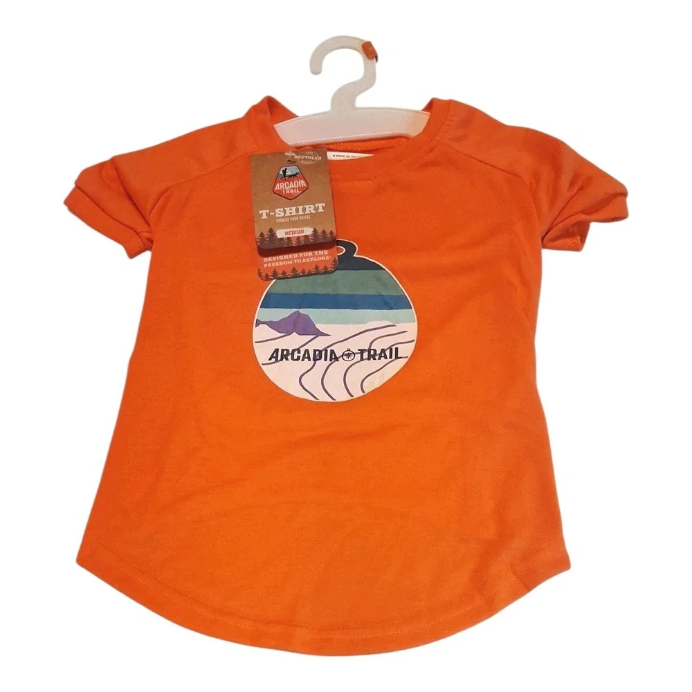 Arcadia Trail Eco-Friendly Dog T-Shirt M - Orange Tree Logo 100% Recycled NWT